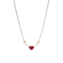 Chopard Happy Hearts 18ct Rose Gold Red Stone Necklace 81A082-5801