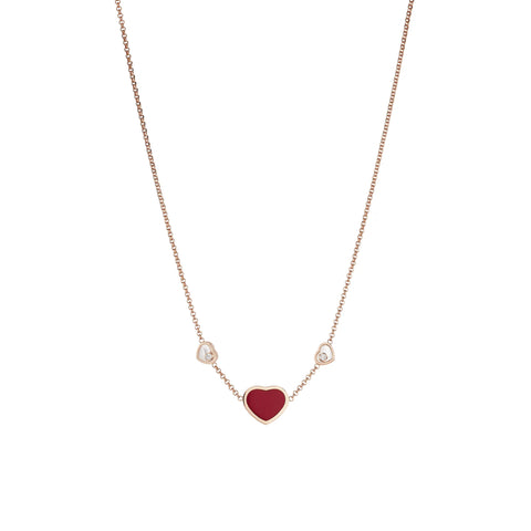 Chopard Happy Hearts 18ct Rose Gold Red Stone Necklace 81A082-5801
