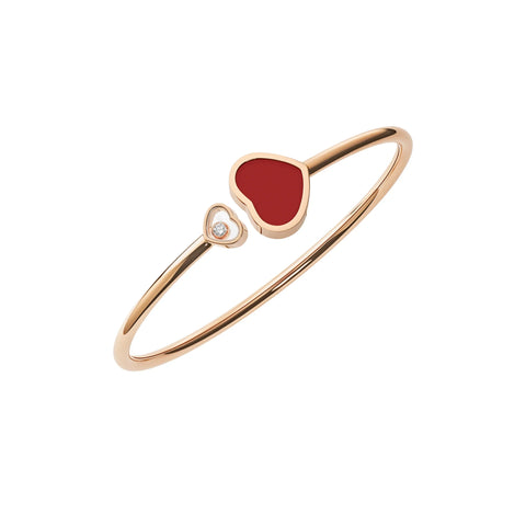 Chopard Happy Hearts 18ct Rose Gold Diamond Carnelian Bangle
