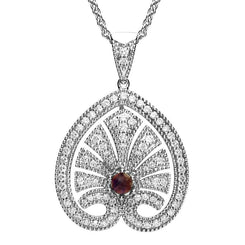 18ct White Gold Blue John 0.85ct Diamond House Style Leaf Necklace, P3055C.