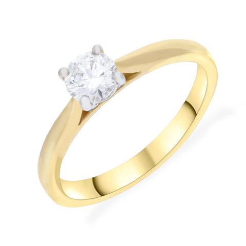 Yellow Gold 0.46ct GIA Diamond 4 Claw Solitaire Ring