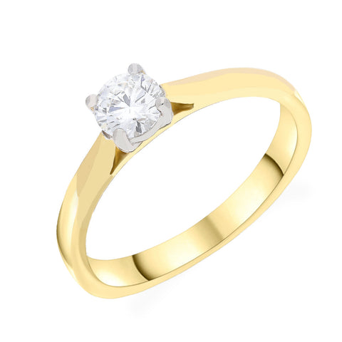 18ct Yellow Gold 0.42ct GIA Diamond Solitaire 4 Claw Ring