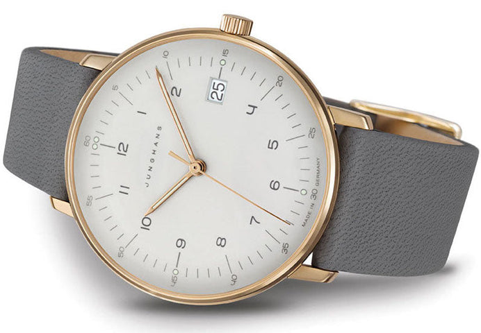 Junghans Max Bill Damen Watch with silver dial, leather strap, rose gold pvd case