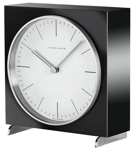 Junghans Max Bill Tischuhr Clock with white dial, wood case