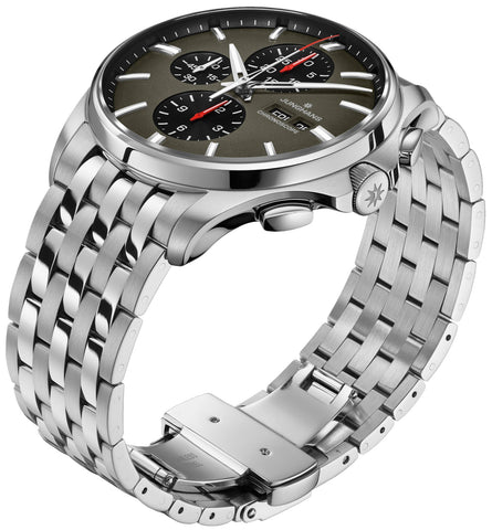 Junghans Meister S Chronoscope Watch with grey dial, steel bracelet, steel case