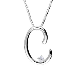 Love Letters 18ct White Gold 0.10ct Diamond Initial C Necklace