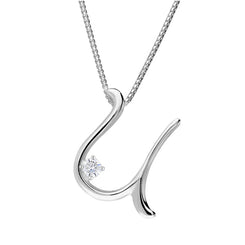 Love Letters 18ct White Gold 0.10ct Diamond Initial U Necklace