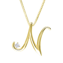 Love Letters 18ct Yellow Gold 0.10ct Diamond Initial N Necklace