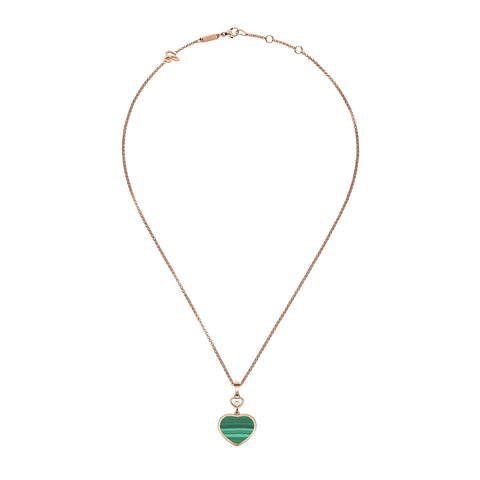 Chopard Happy Hearts 18ct Rose Gold 0.05ct Diamond Malachite Pendant