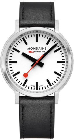 Mondaine SBB Stop2Go BackLight White Grape Leather Watch