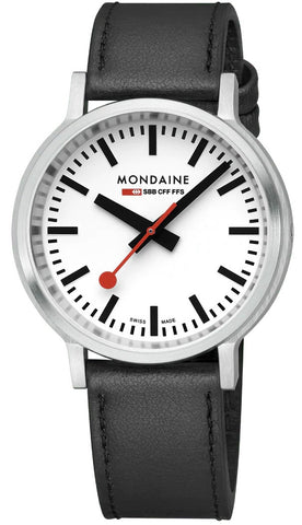 Mondaine Watch SBB Stop2Go BackLight White Grape Leather MST.4101B.LBV.2SE