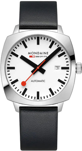 Mondaine Cushion Automatic White Watch