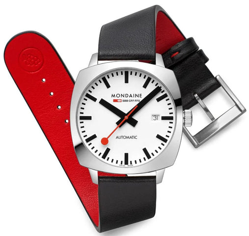 Mondaine Cushion Automatic White Watch