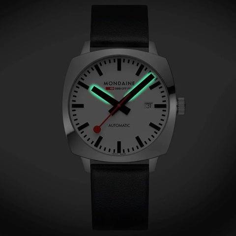 Mondaine Cushion Automatic White Watch