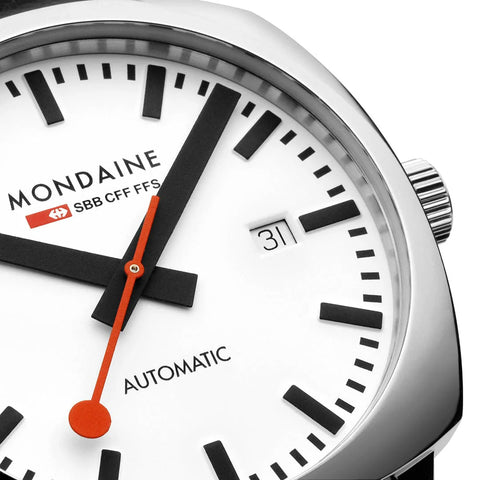 Mondaine Cushion Automatic White Watch