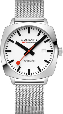 Mondaine Cushion Automatic White Bracelet Watch