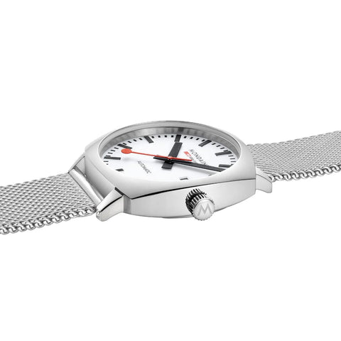 Mondaine Cushion Automatic White Bracelet Watch