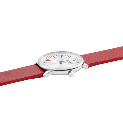 Mondaine Doppio 33mm Red Vegan Grape Leather Watch
