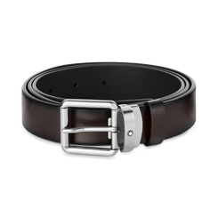 Montblanc 30mm Pin Buckle Vintage Palladium Leather Belt Brown 131185