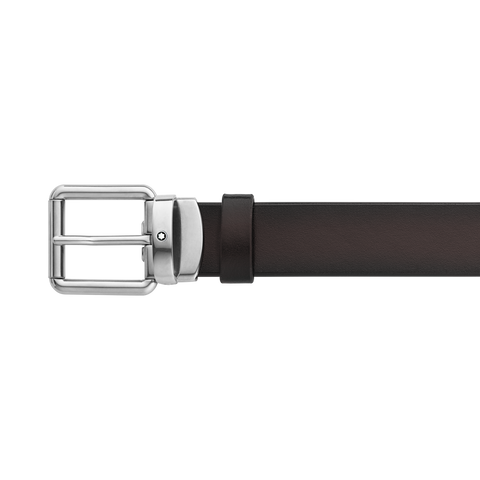 Montblanc 30mm Pin Buckle Vintage Palladium Leather Belt Brown D