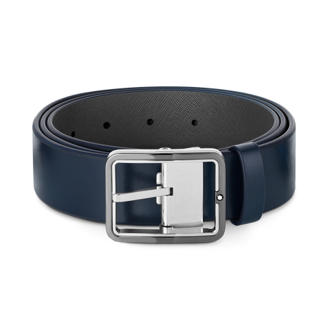 Montblanc 35mm Reversible Leather Belt Blue/Grey 131193