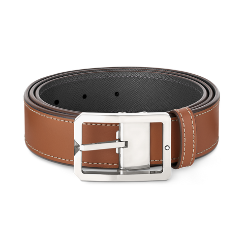 Montblanc Belt Vintage Palladium Reversible Tan/Grey