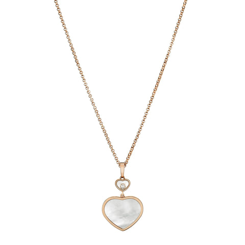 Chopard Happy Hearts 18ct Rose Gold 0.05ct Diamond Mother of Pearl Pendant