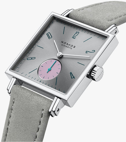 Nomos Glashutte Tetra Silvercut Steel Back Watch