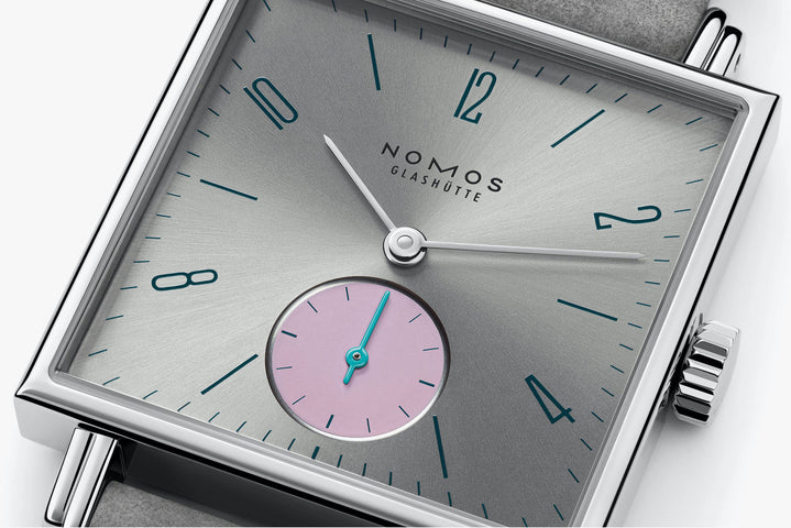 Nomos Glashutte Tetra Silvercut Steel Back Watch