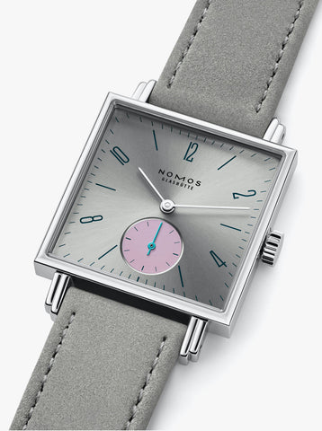 Nomos Glashutte Tetra Silvercut Steel Back Watch