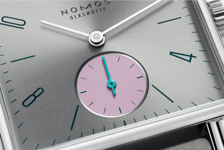 Nomos Glashutte Tetra Silvercut Steel Back Watch