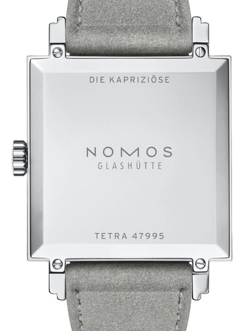 Nomos Glashutte Tetra Silvercut Steel Back Watch