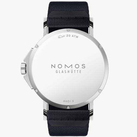 Nomos Glashutte Ahoi Neomatik 38 Date Atlantic Steel Back Watch