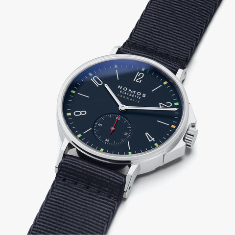 Nomos Glashutte Ahoi Neomatik Atlantic Sapphire Crystal Watch