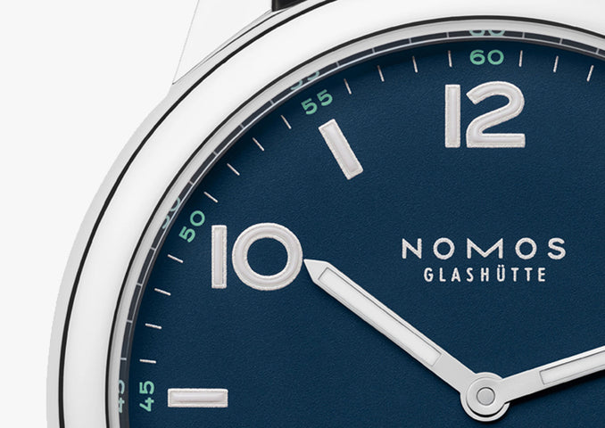 Nomos Glashutte Club Automat Datum Atlantik Sapphire Crystal Watch