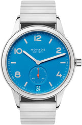 Nomos Glashutte Club Automat Datum Signalblau Sapphire Crystal Watch 777 SPORT BRACELET