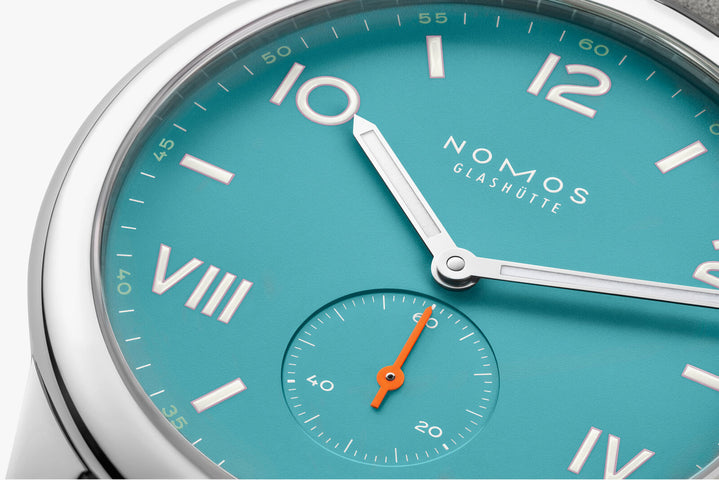 Nomos Glashutte Club Campus 38 Endless Blue Sapphire Crystal Watch