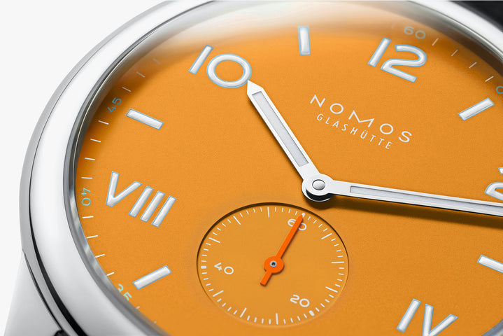 Nomos Glashutte Club Campus 38 Future Orange Steel Back Watch