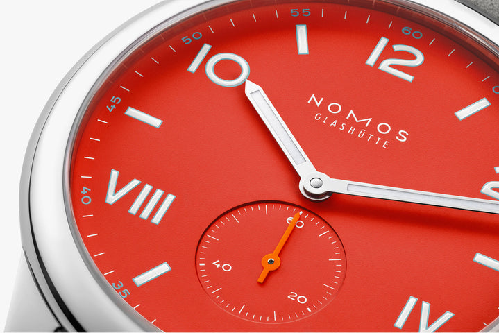 Nomos Glashutte Club Campus 38 Nonstop Red Steel Back Watch