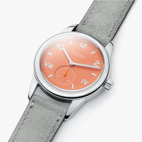 Nomos Glashutte Club Campus Cream Coral Steel Back Watch