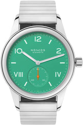Nomos Glashutte Club Campus Electric Green Steel Back Watch 715 SPORT BRACELET