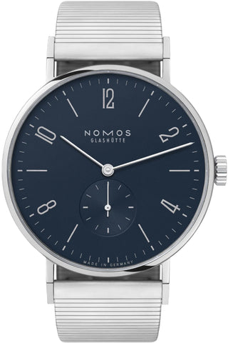 Nomos Glashutte Tangente 38 Midnight Blue Steel Back Watch 166 BRACELET