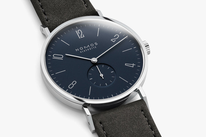 Nomos Glashutte Tangente 38 Midnight Blue Steel Back Watch