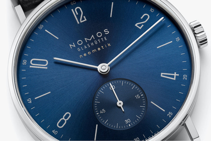 Nomos Glashutte Tangente Neomatik Blue Gold Sapphire Crystal Watch