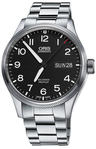 Oris Big Crown ProPilot Big Day Date Bracelet Watch with black dial, steel bracelet, steel case