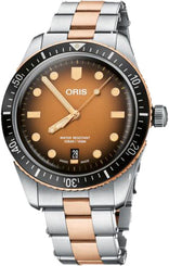 Oris Divers Sixty Five Bracelet Watch with gold dial, steel bracelet, steel case