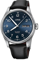 Oris Big Crown ProPilot Big Day Date Leather Watch with blue dial, leather strap, steel case