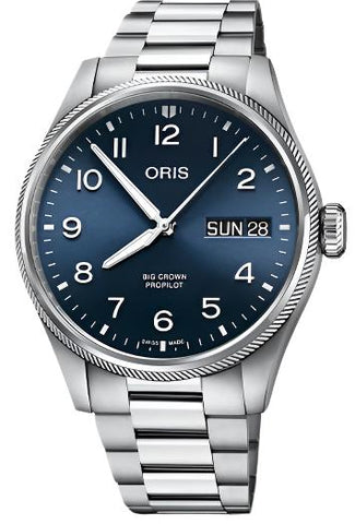 Oris Big Crown ProPilot Big Day Date Bracelet Watch with blue dial, steel bracelet, steel case
