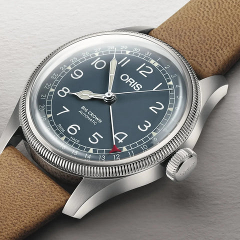Oris Watch Big Crown Pointer Date 40mm with blue dial, leather strap, steel case