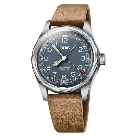 Oris Watch Big Crown Pointer Date 40mm with blue dial, leather strap, steel case